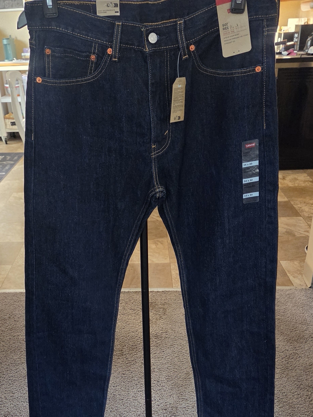 NWT Slim Straight Men's Jeans in Dark Indigo 34/30